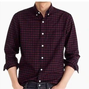 J. Crew Men's Dark Navy Plaid Button Down Long Sl, Slim Fit,Button Down Shirt